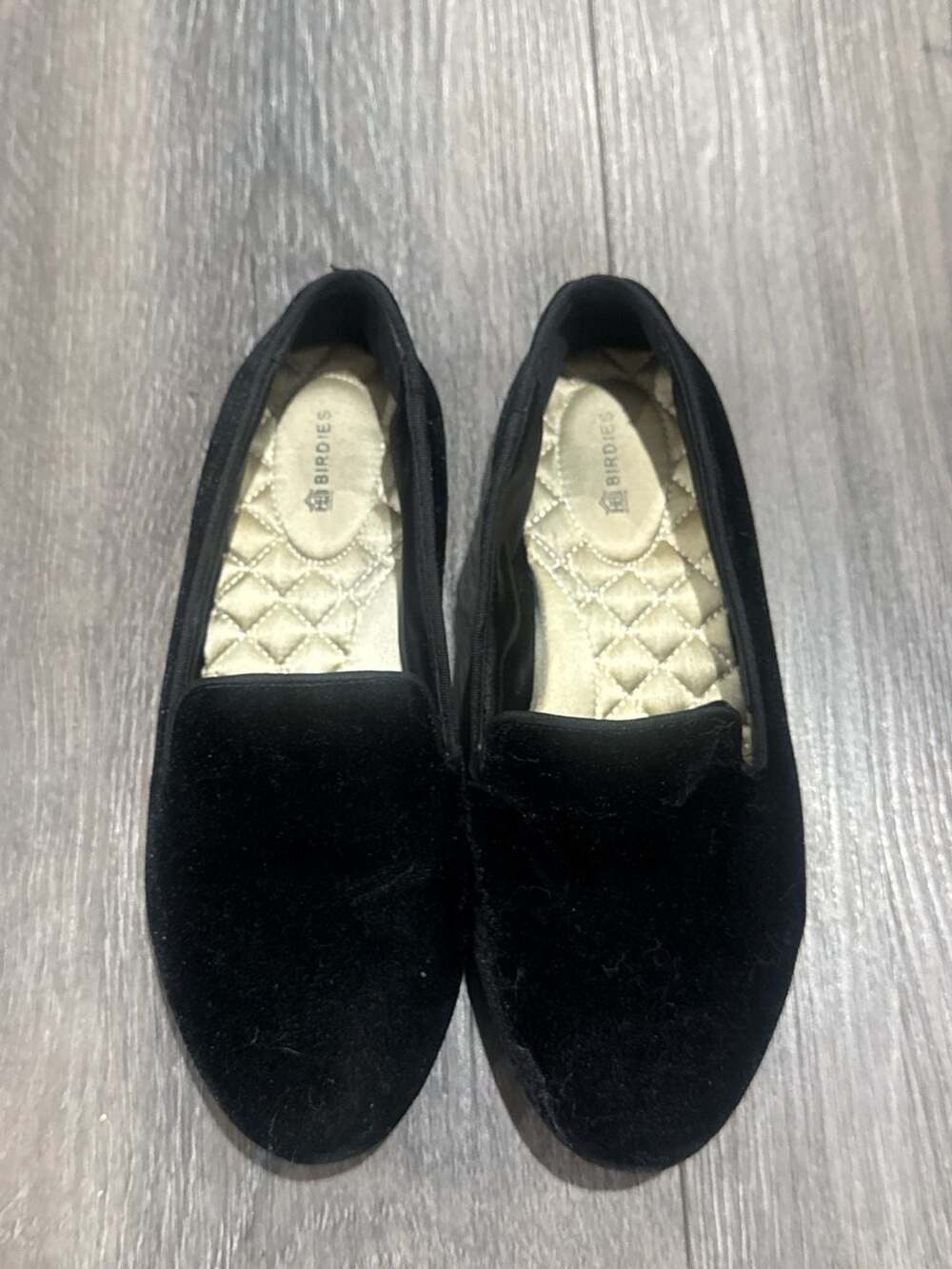 Birdies The Starling Black Velvet Flat Loafers Size 7.5